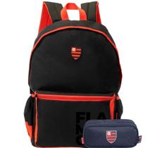 Kit Mochila Esportiva Costas Flamengo Estojo Duplo Escolar