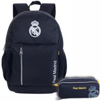Kit Mochila Esportiva Escolar Estojo Licenciado Real Madrid