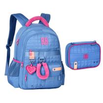 Kit Mochila + Estojo Box Rebecca Bonbon Plush Dreams Azul