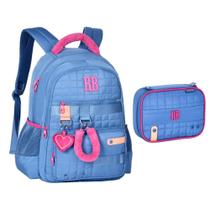 Kit Mochila + Estojo Box Rebecca Bonbon Plush Dreams Azul