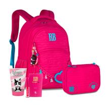 Kit Mochila Estojo Coração Rebecca Bonbon Chaveiro Juvenil