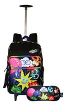 Kit Mochila + Estojo Divertidamente Rodinhas Infantil Escola