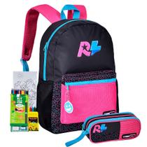 Kit Mochila Estojo Duplo Rafa e Luiz Youtuber Kids Infantil