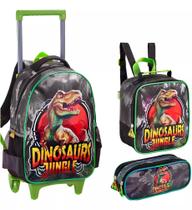 Kit Mochila + Estojo e Lancheira Dinossauro Jungle - Denlex