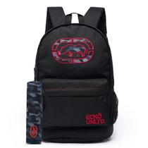 Kit Mochila + Estojo Ecko Camuflada Masculino Original Reforçado