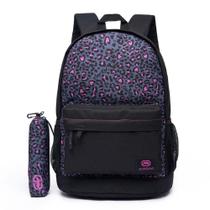 Kit Mochila + Estojo Ecko Moderno Feminino Reforçado Espaçoso Escolar