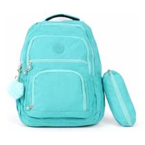 Kit mochila estojo escolar feminino juvenil universitário resistente nylon impermeável bolsos amplos