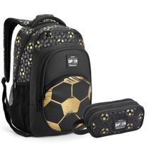 Kit Mochila+Estojo Espaçosa Masculina Game Futebol