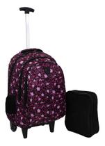 Kit Mochila + Estojo Infantil Feminina Juvenil Rodinhas 0668 Kit Mochila + Estojo Infantil Feminina Juvenil Rodinhas 0668