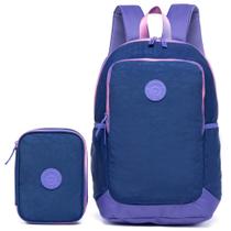 Kit Mochila Estojo Infantil Feminino Escolar Espaçoso