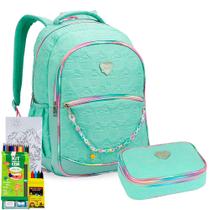 Kit Mochila Estojo Just Meninas Juvenil Matelassê Cupcake