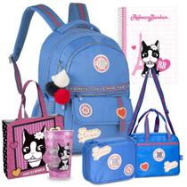 Kit Mochila Estojo Lancheira Copo Boneca Caderno Rebecca Bonbon Rb Oficial Meninas Juvenil College