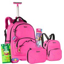 Kit Mochila Estojo Lancheira Escolar Luluca Youtuber Rodinha