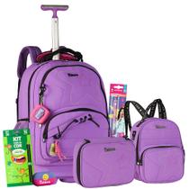 Kit Mochila Estojo Lancheira Escolar Luluca Youtuber Rodinha