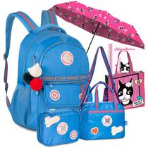 Kit Mochila Estojo Lancheira Guarda Chuva Caderno Bolsa Original Rebecca Bonbon Meninas Juvenil RB