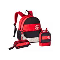 Kit Mochila Estojo Lancheira Infantil Flamengo Clio Style