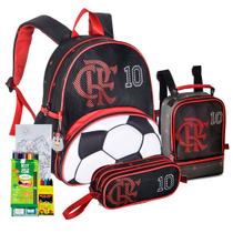Kit Mochila Estojo Lancheira Infantil Flamengo Menino