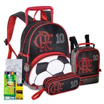 Kit Mochila Estojo Lancheira Infantil Flamengo Rodinhas