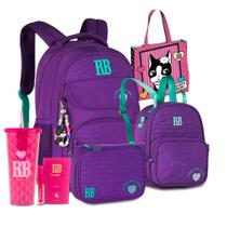 Kit Mochila Estojo Lancheira Rebecca Bonbon Escolar Chaveiro