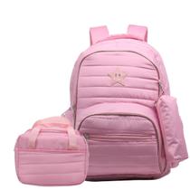 KIt Mochila Estojo Lancheira Termica Feminina Escolar GrandeReforçada Alças Almofadadas Notebook 15.6 3 Peças - Meimi Amores