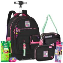 Kit Mochila Estojo Lancheira Térmica Luluca Rodinhas 2025