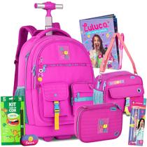 Kit Mochila Estojo Lancheira Térmica Luluca Rodinhas 2025