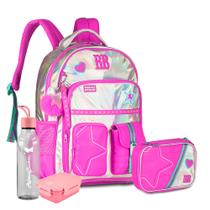 Kit Mochila Estojo Rebecca Bonbon Holográfica Squeeze Brinde