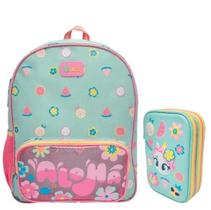 Kit Mochila + Estojo Unicornio Aloha Puket