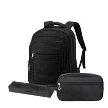 Kit Mochila Executiva Reforçada Viagem Premium Necessaire - Preto Kit Mochila Executiva Reforçada Viagem Premium Necessaire - Preto