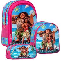 Kit Mochila Feminina Bolsa Escolar Moana Passeio Creche Aula