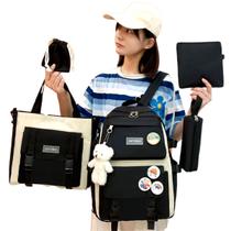 Kit Mochila Feminina Bolsa Escolar Viagem Trabalho 5 Peças Ssaida Maternidade Bolsinha Transversal