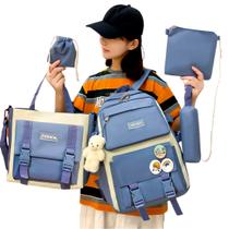 Kit Mochila Feminina Bolsa Escolar Viagem Trabalho 5 Peças Ssaida Maternidade Bolsinha Transversal