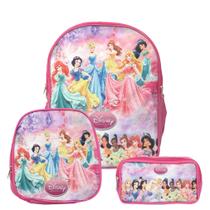 Kit Mochila Feminina Escolar Costas Com Lancheira Princesas