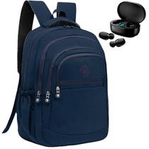 Kit Mochila Feminina Escolar Grande Trabalho + Fone de Ouvido Bluetooth Sem Fio