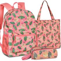 Kit Mochila Feminina Escolar Juvenil Bolsa