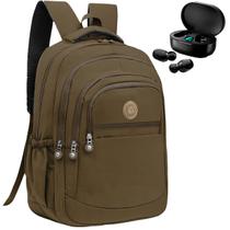 Kit Mochila Feminina Escolar Passeio Grande + Fone de Ouvido Sem Fio - M3M