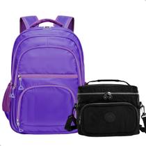 Kit Mochila Feminina Grande Escolar Trabalho com Lancheira Térmica para Marmita