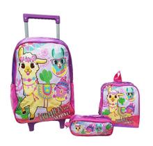 Kit Mochila Feminina Infantil Lhama Brilhos Qualidade +