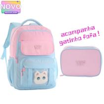 Kit Mochila Feminina Juvenil Acompanha Gatinho Fofa Escolar Juvenil Com Estojo Box