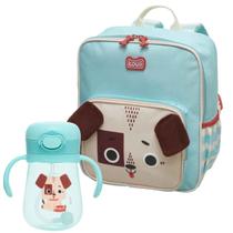 Kit Mochila Filhotiis Infantil De Costas + Copo Treinamento 300mL, Original Kouii, Pacific Kit Mochila Filhotiis Infantil De Costas + Copo Treinamento 300mL, Original Kouii, Pacific