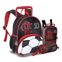 Kit Mochila Flamengo de Rodinhas C/ Lancheira Térmica E Estojo Duplo Escolar - Clio