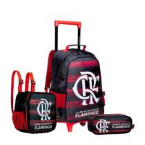 Kit Mochila Flamengo Escolar Rodinhas Infantil Meninos Volta ás Aulas