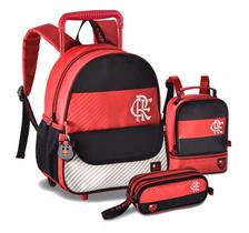 Kit Mochila Flamengo Rodinhas Infantil + Lancheira + Estojo