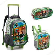 Kit Mochila Gamecraft Infantil Rodinhas Escolar Grande