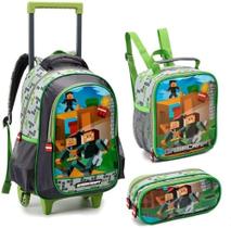 Kit Mochila Gamecraft Infantil Rodinhas Escolar Grande - DENLEX