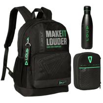 Kit Mochila Gamer Com Estojo E Garrafa Térmica Loud Oficial Make It Louder Licenciada Gamer Nova Coleção
