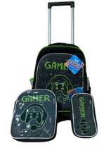 Kit Mochila Gamer Rodinhas Escolar Com Lancheira Térmica Estojo Duplo - yep