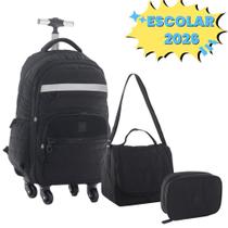 Kit Mochila Grande 4 Rodas 360 Desenho do Tecido Matelassê Com Lancheira Térmica Estojo Kit Mochila Grande 4 Rodas 360 Desenho do Tecido Matelassê Com Lancheira Térmica Estojo
