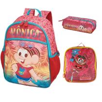 Kit Mochila Grande Costas Lancheira Estojo Mônica Verão Kit Mochila Grande Costas Lancheira Estojo Mônica Verão