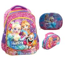 Kit Mochila Grande Costas Lancheira Estojo Princess On Ice Kit Mochila Grande Costas Lancheira Estojo Princess On Ice